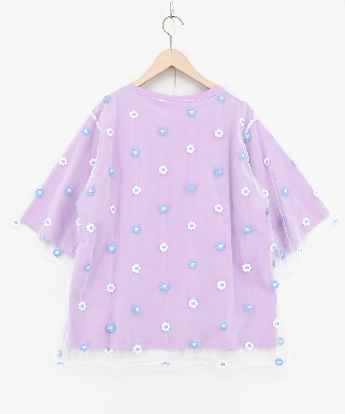 スカラーガールズ 花刺繍チュール重ねTシャツ-15