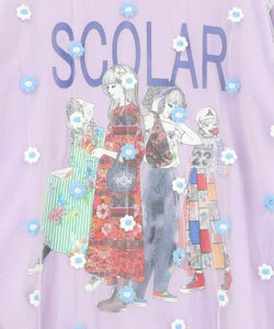 スカラーガールズ 花刺繍チュール重ねTシャツ-16