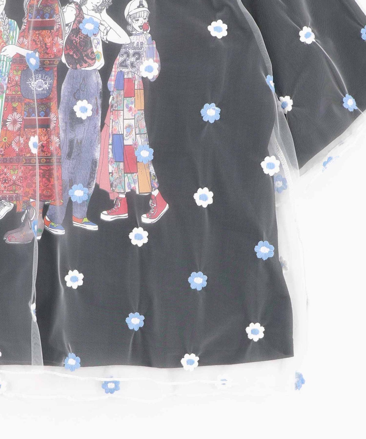 スカラーガールズ 花刺繍チュール重ねTシャツ-19