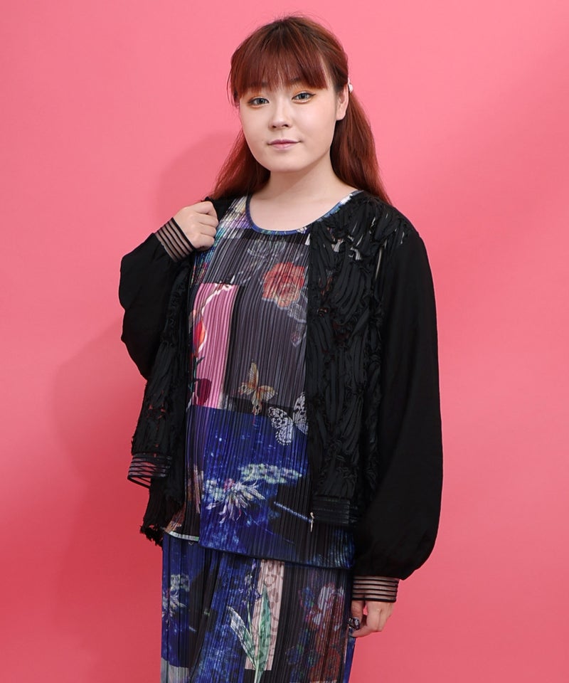 ステンドグラス風蝶々付き シアーブルゾン-11