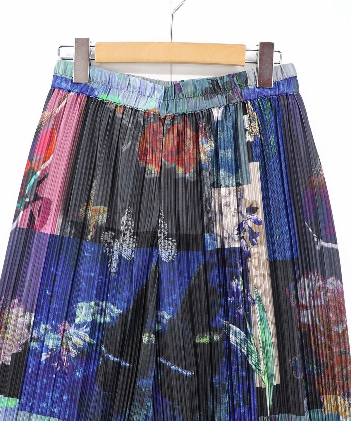 楽器×花コラージュ柄 ボドレー素材ワイドパンツ-16