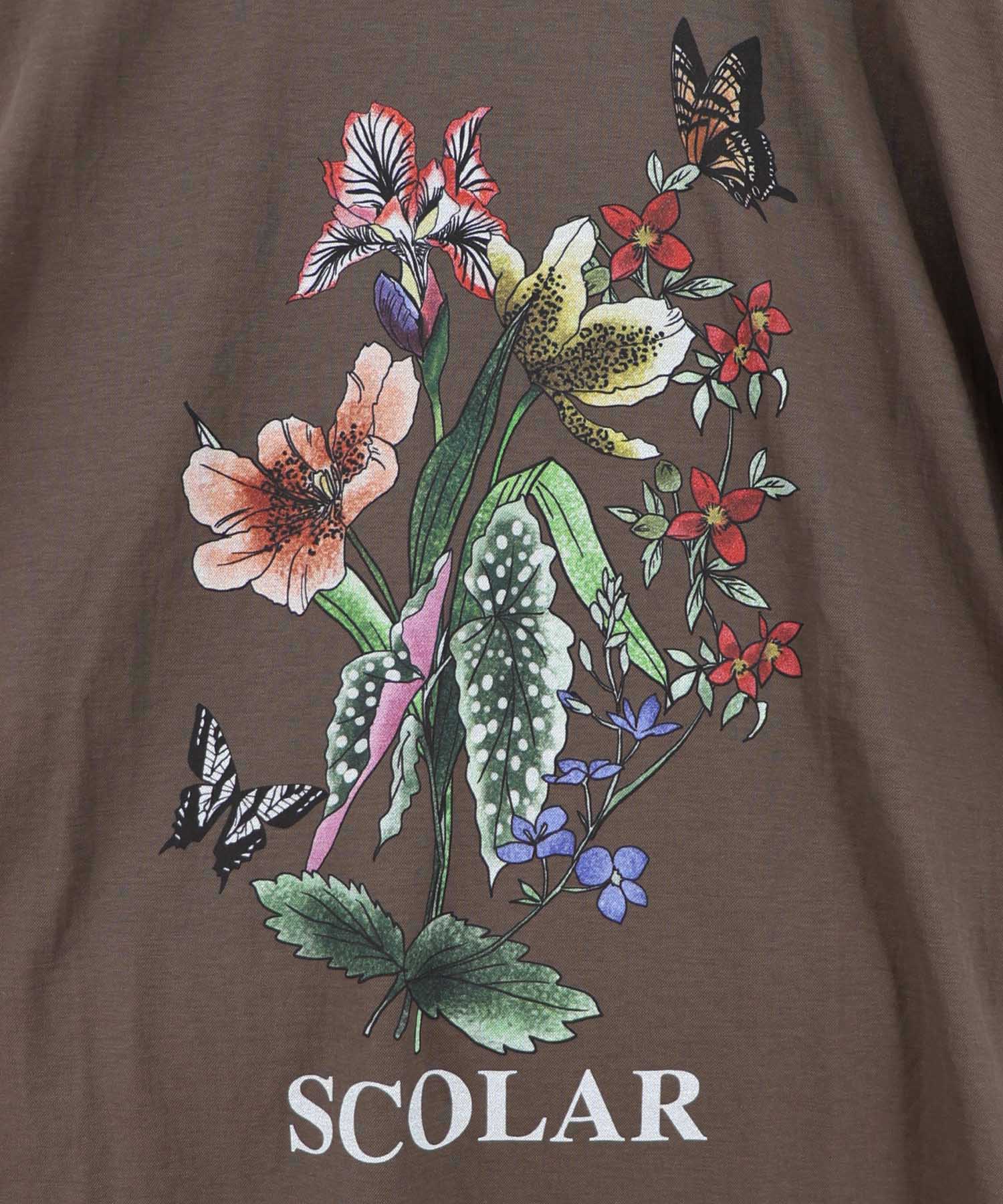 162703：熱帯花柄 袖ギャザー入りTシャツの通販-ScoLar