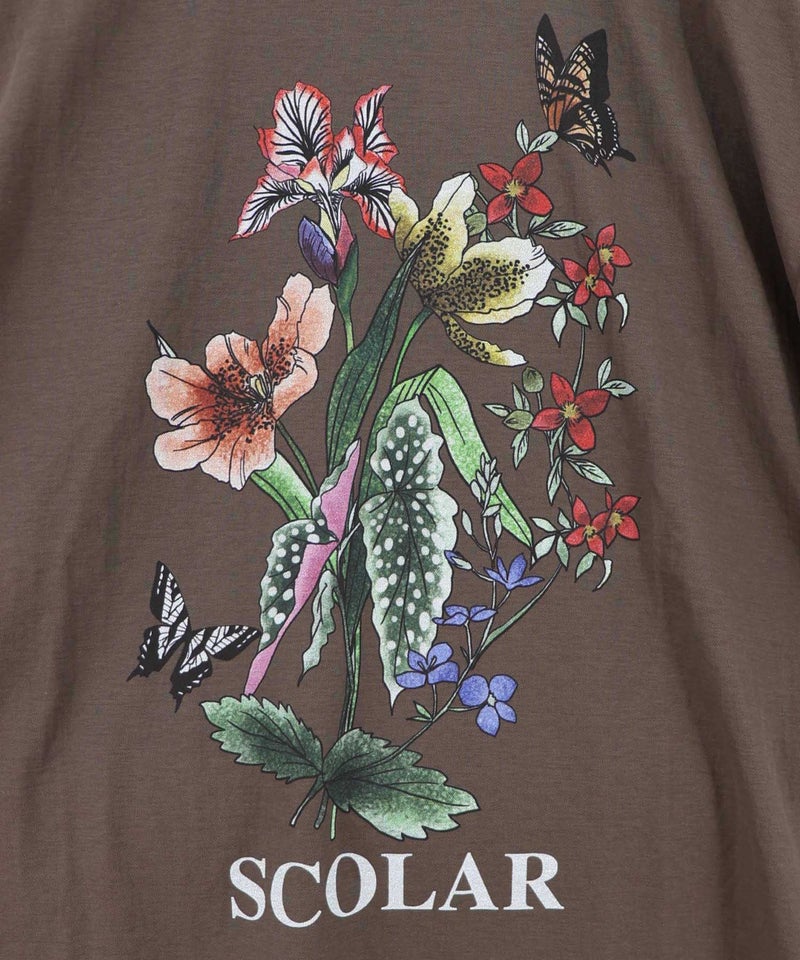 熱帯花柄 袖ギャザー入りTシャツ-16