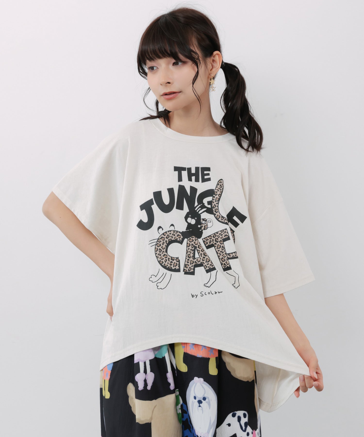 【milk】虎ゴールドフリル＆モダンなヒョウ 162702：ヒョウ柄ロゴ乗りラビル アシメ2wayプルオーバーの通販-ScoLar