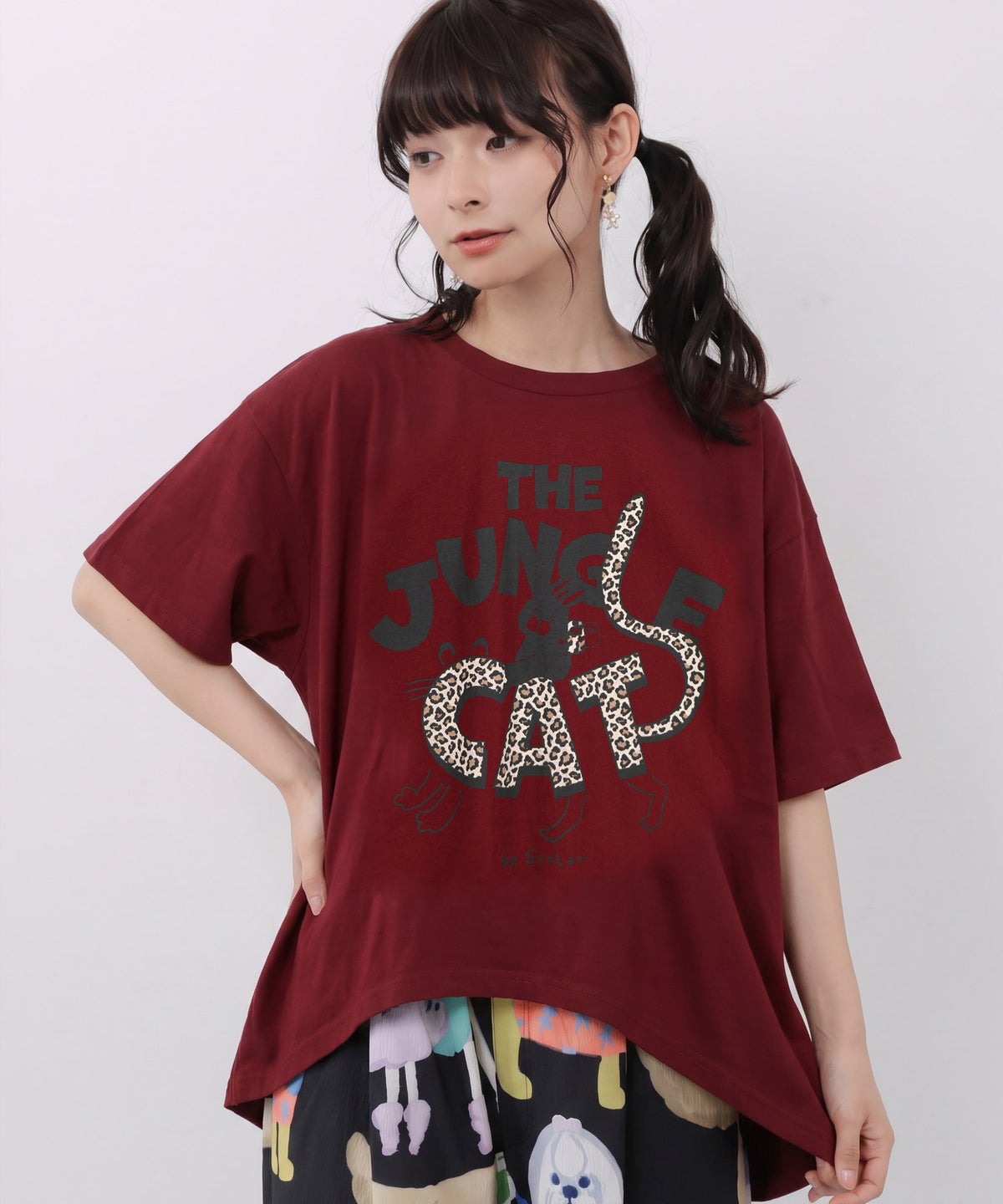 ヒョウ柄ロゴ乗りラビル アシメ2wayプルオーバー-1
