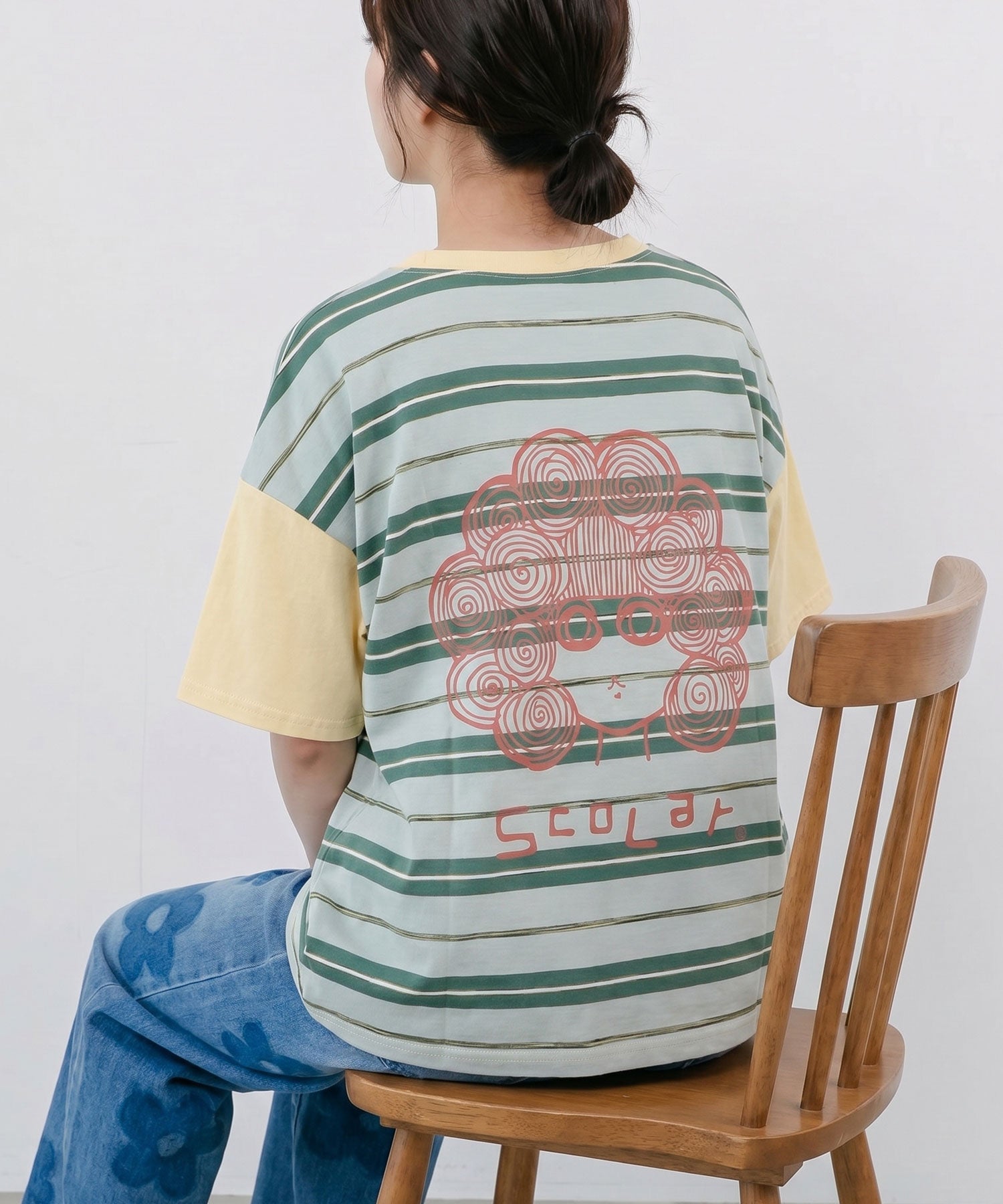 162696：ボーダー切替 スカラーちゃんバックプリントTシャツの通販-ScoLar