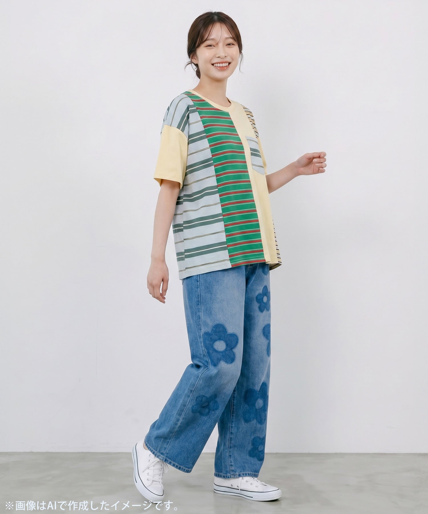 162696：ボーダー切替 スカラーちゃんバックプリントTシャツの通販-ScoLar
