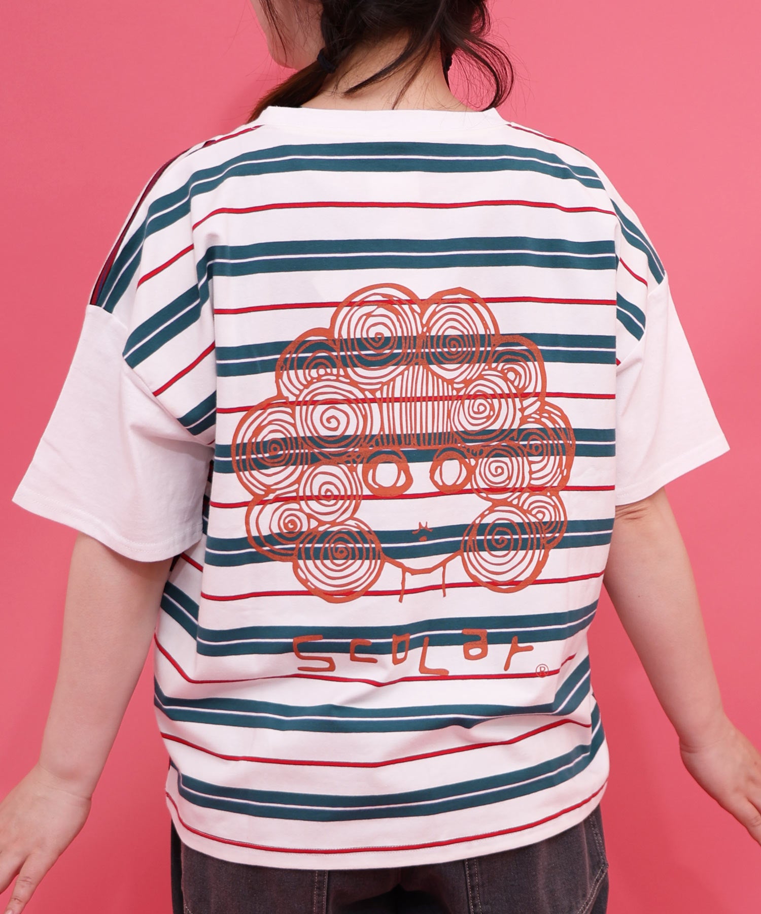 162696：ボーダー切替 スカラーちゃんバックプリントTシャツの通販-ScoLar