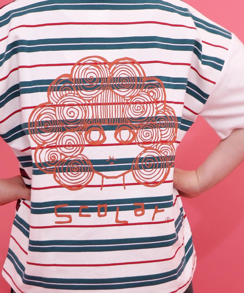 ボーダー切替 スカラーちゃんバックプリントTシャツ-8