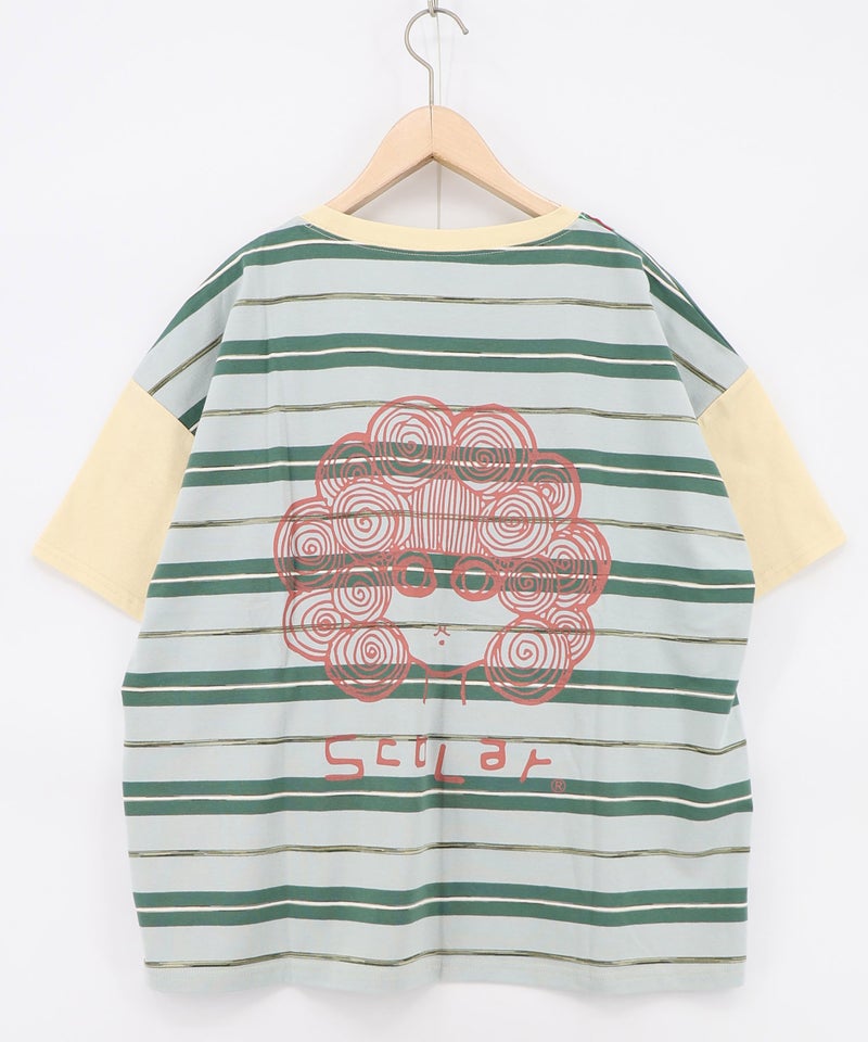 ボーダー切替 スカラーちゃんバックプリントTシャツ-13