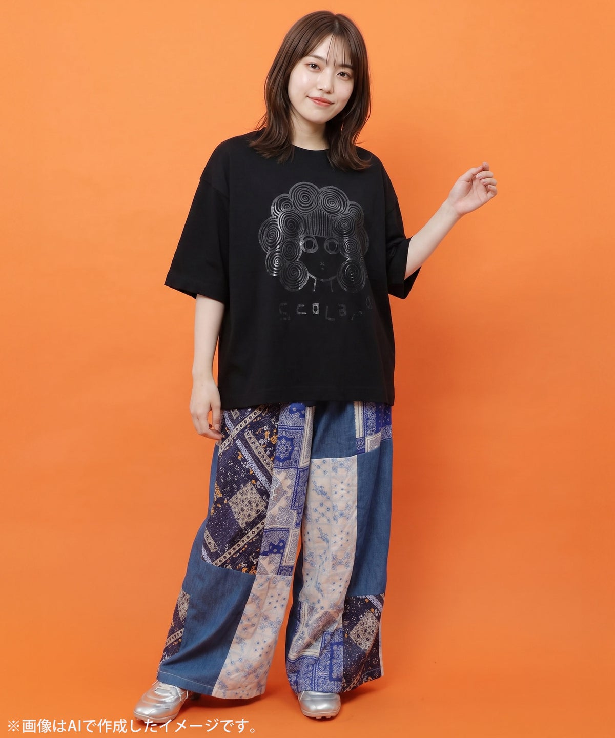 オーロラ箔スカラーちゃん 接触冷感Tシャツ-2