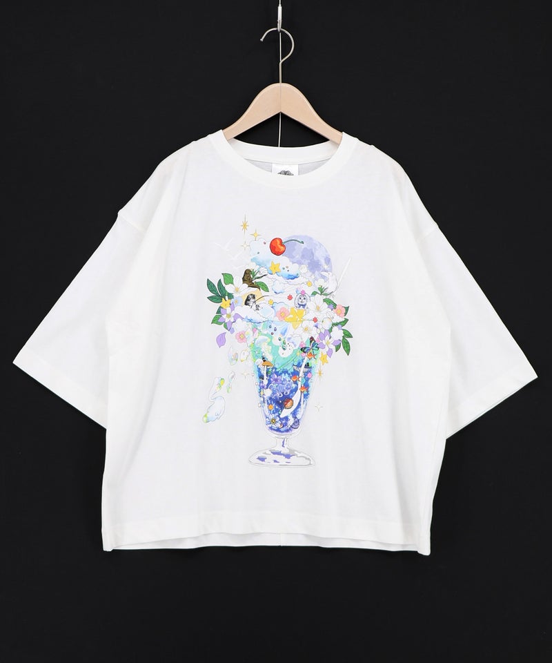 スカラー特性お月見パフェ柄 接触冷感Tシャツ-7
