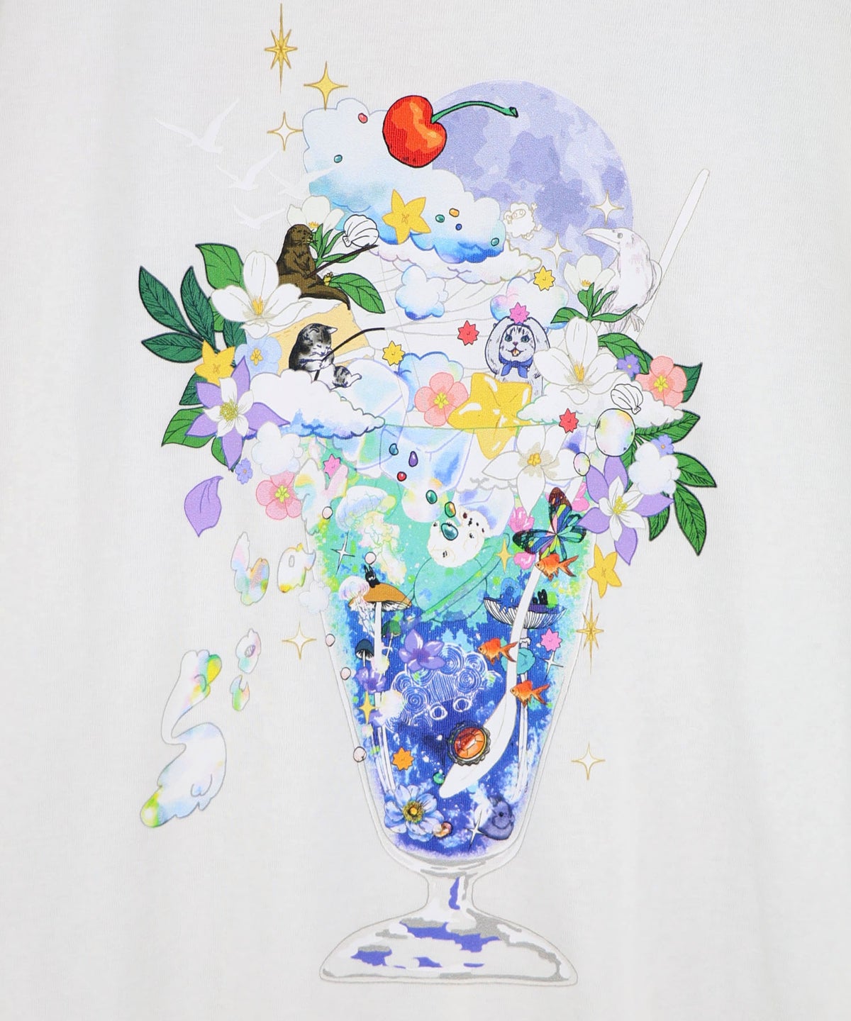 スカラー特性お月見パフェ柄 接触冷感Tシャツ-8