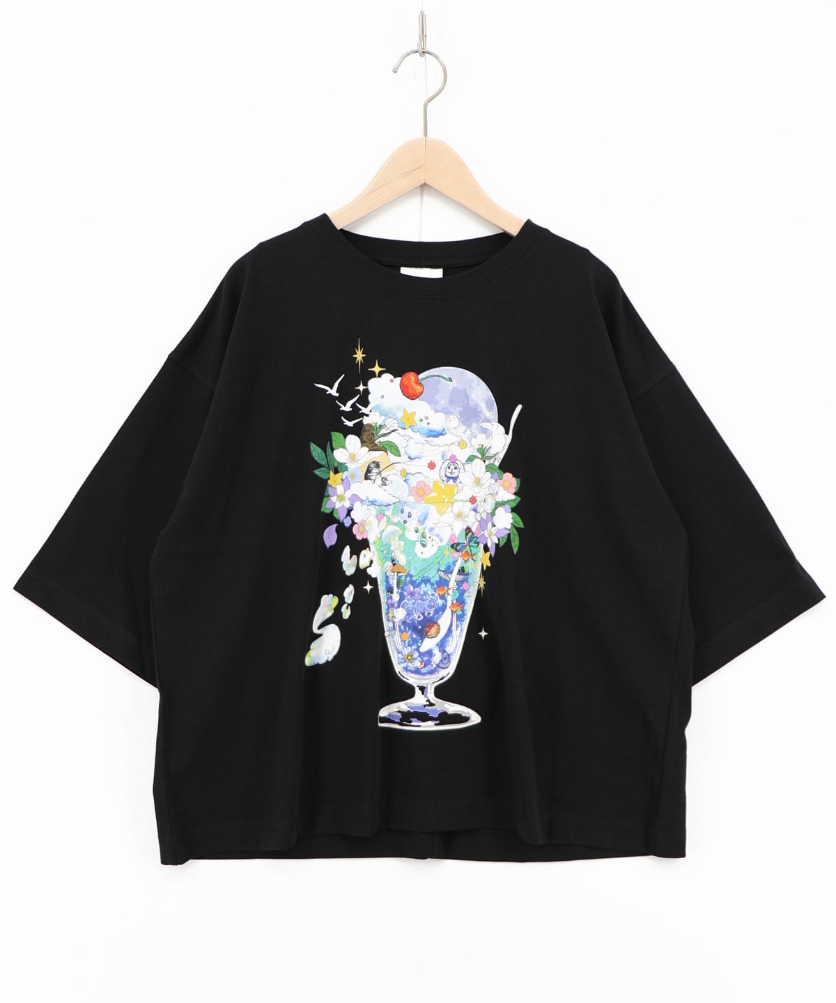 スカラー特性お月見パフェ柄 接触冷感Tシャツ-9