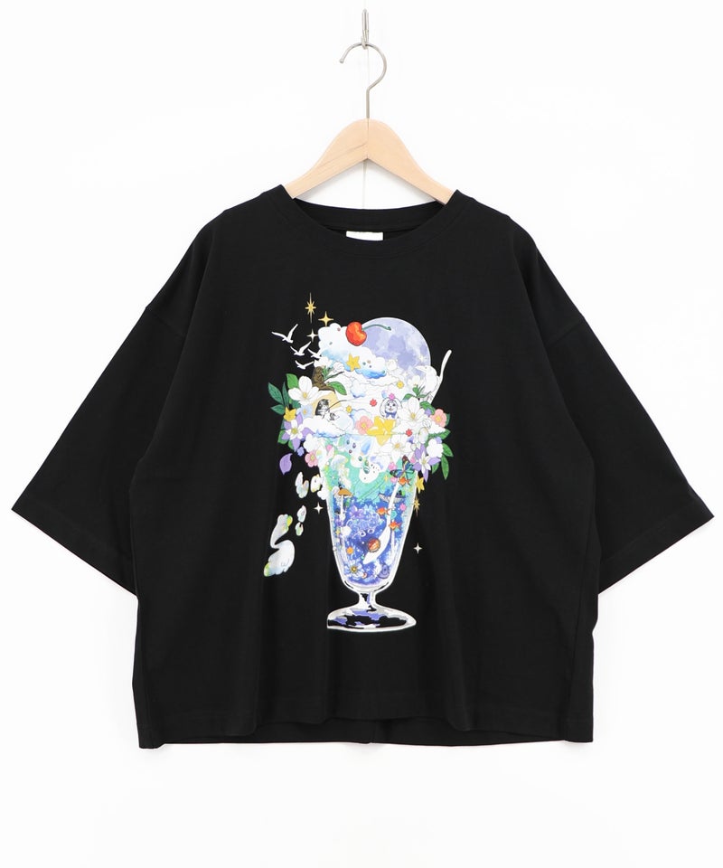 スカラー特性お月見パフェ柄 接触冷感Tシャツ-9