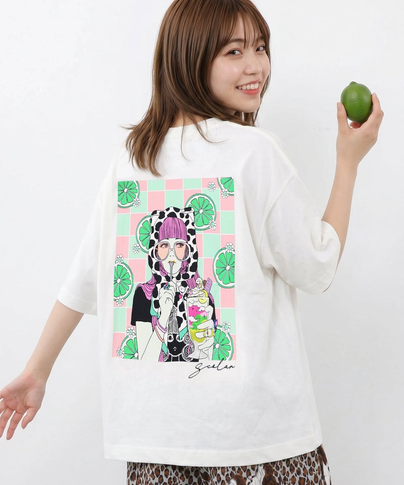 スカラーレモンガール柄 接触冷感Tシャツ-1