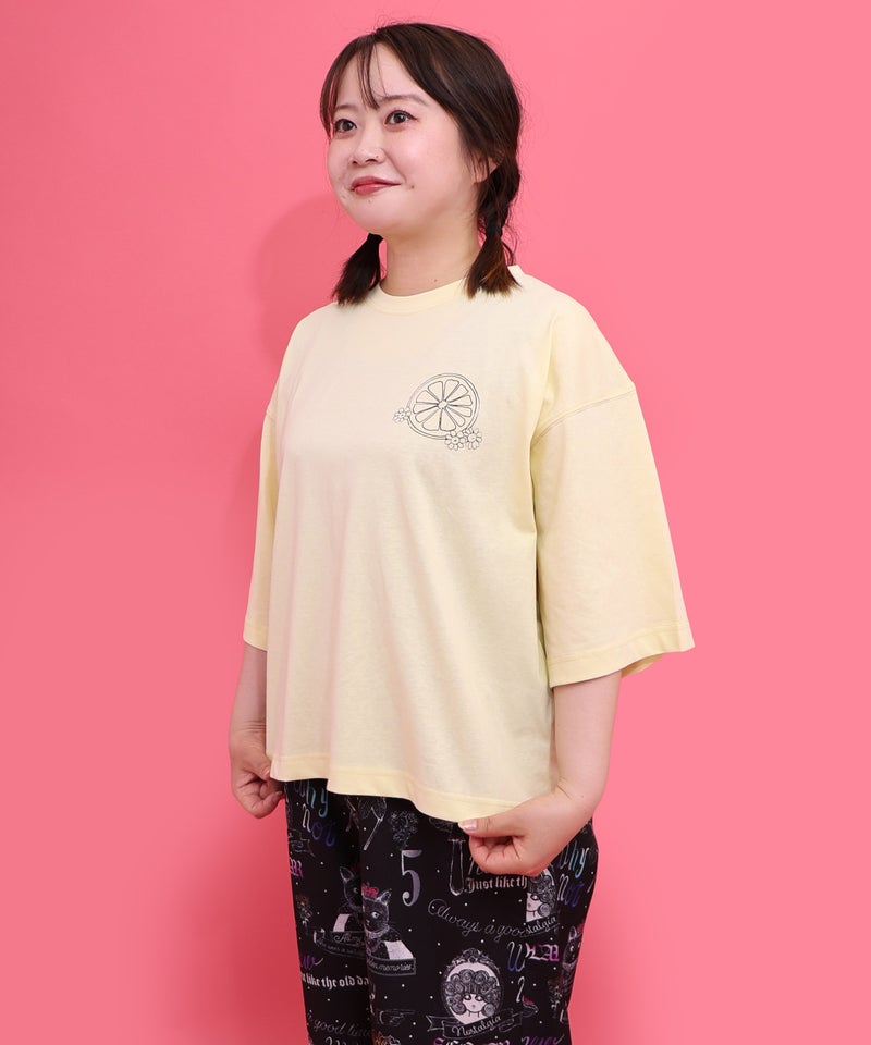 スカラーレモンガール柄 接触冷感Tシャツ-4