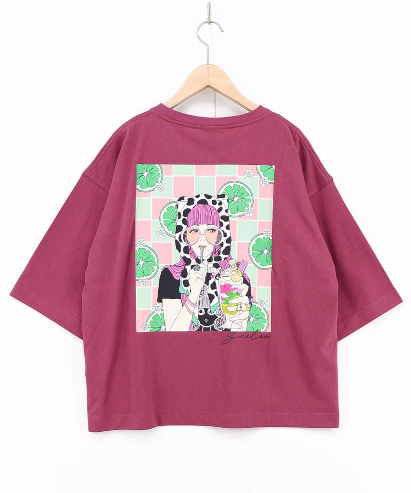 スカラーレモンガール柄 接触冷感Tシャツ-13