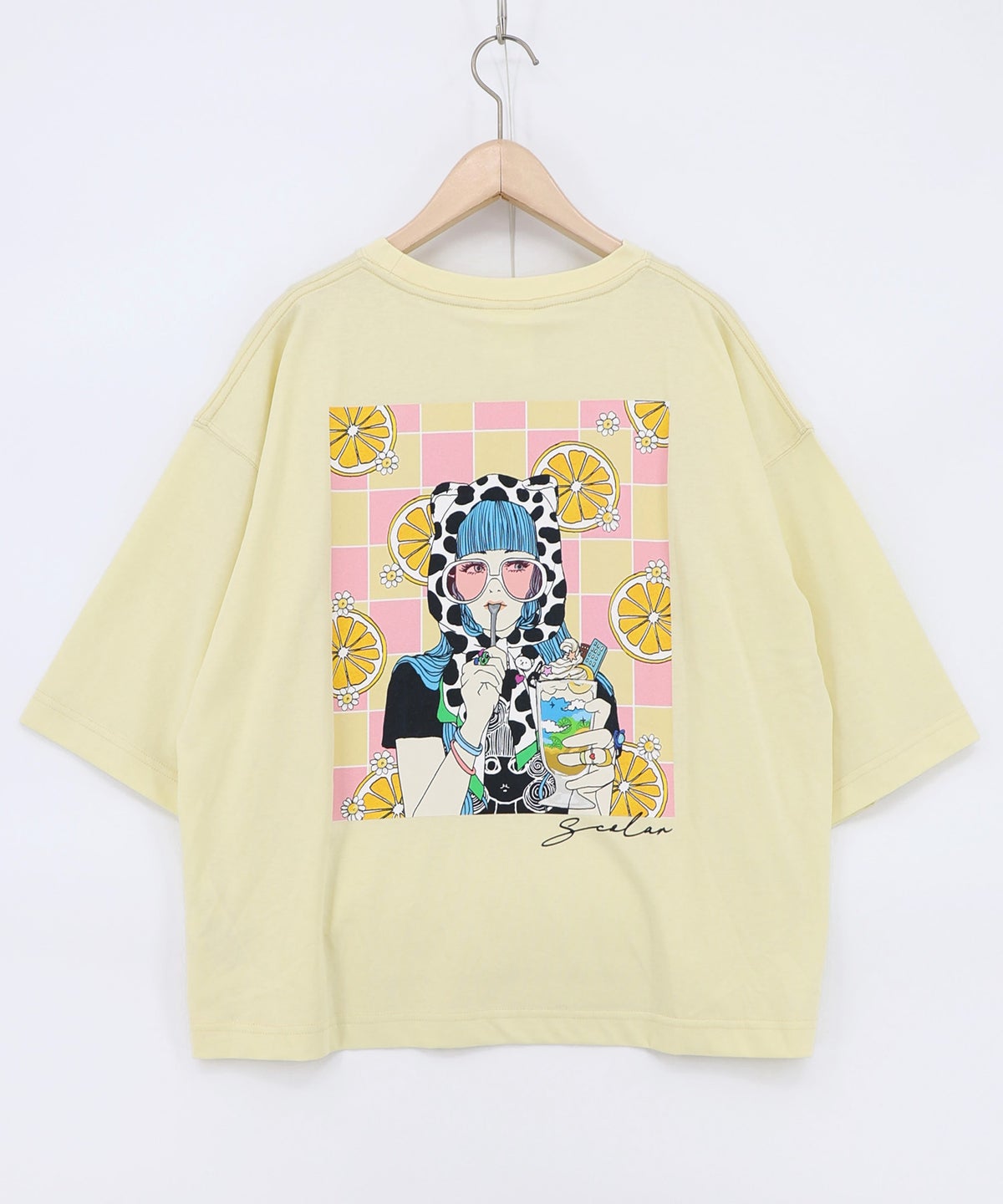 スカラーレモンガール柄 接触冷感Tシャツ-16