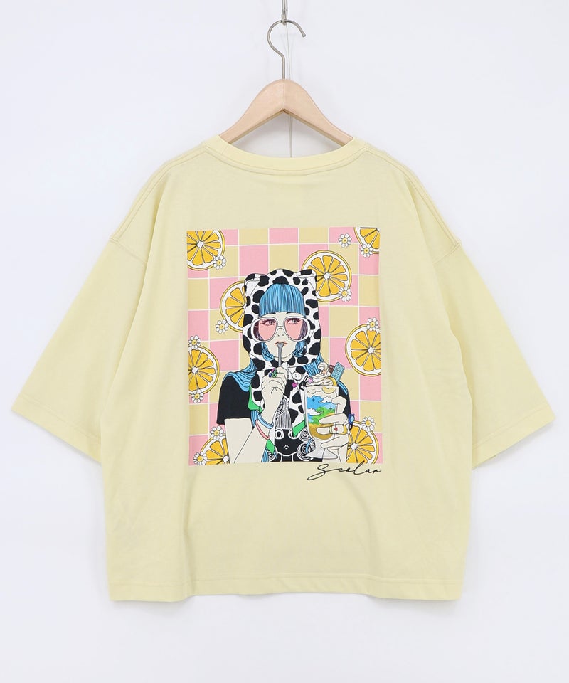 スカラーレモンガール柄 接触冷感Tシャツ-16