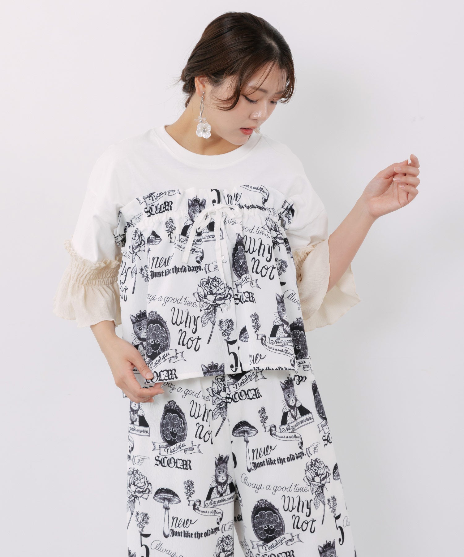 162685：アンティーク柄 3way巻きスカート付きパンツの通販-ScoLar