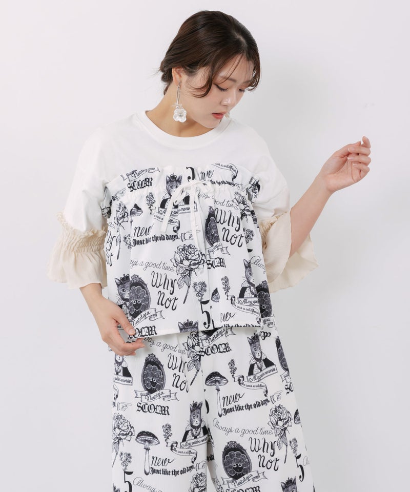 アンティーク柄 3way巻きスカート付きパンツ-6