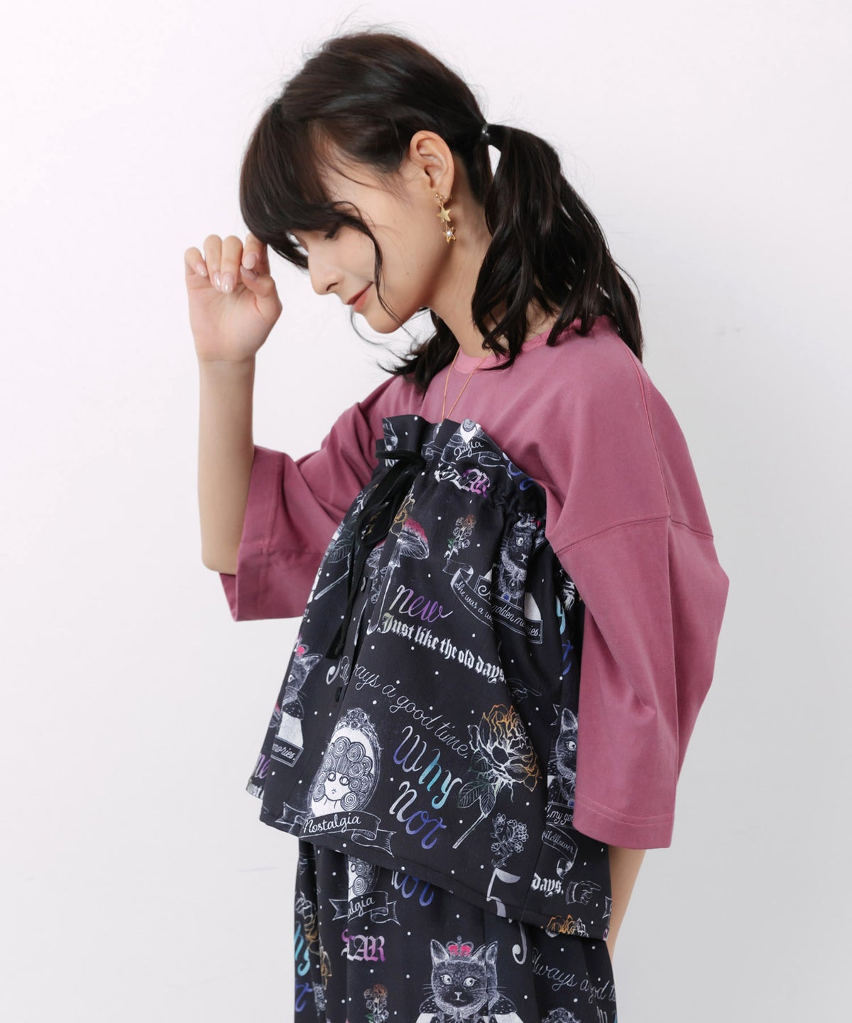 アンティーク柄 3way巻きスカート付きパンツ-7