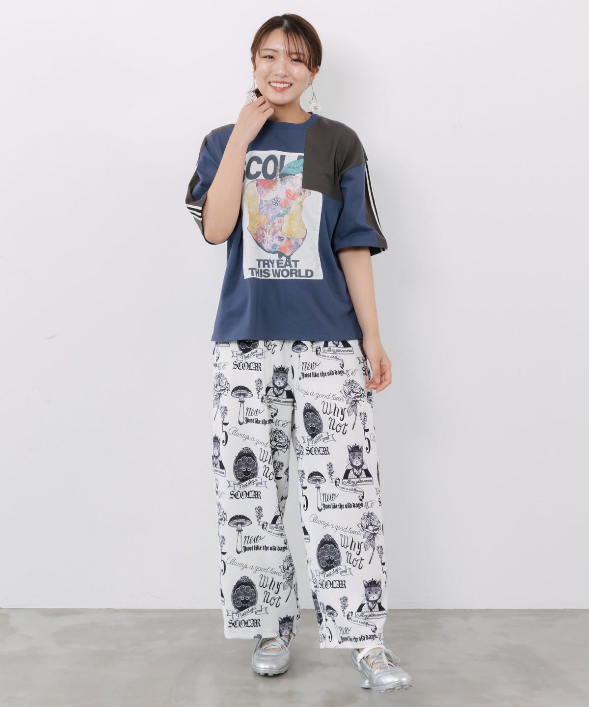 アンティーク柄 3way巻きスカート付きパンツ-8