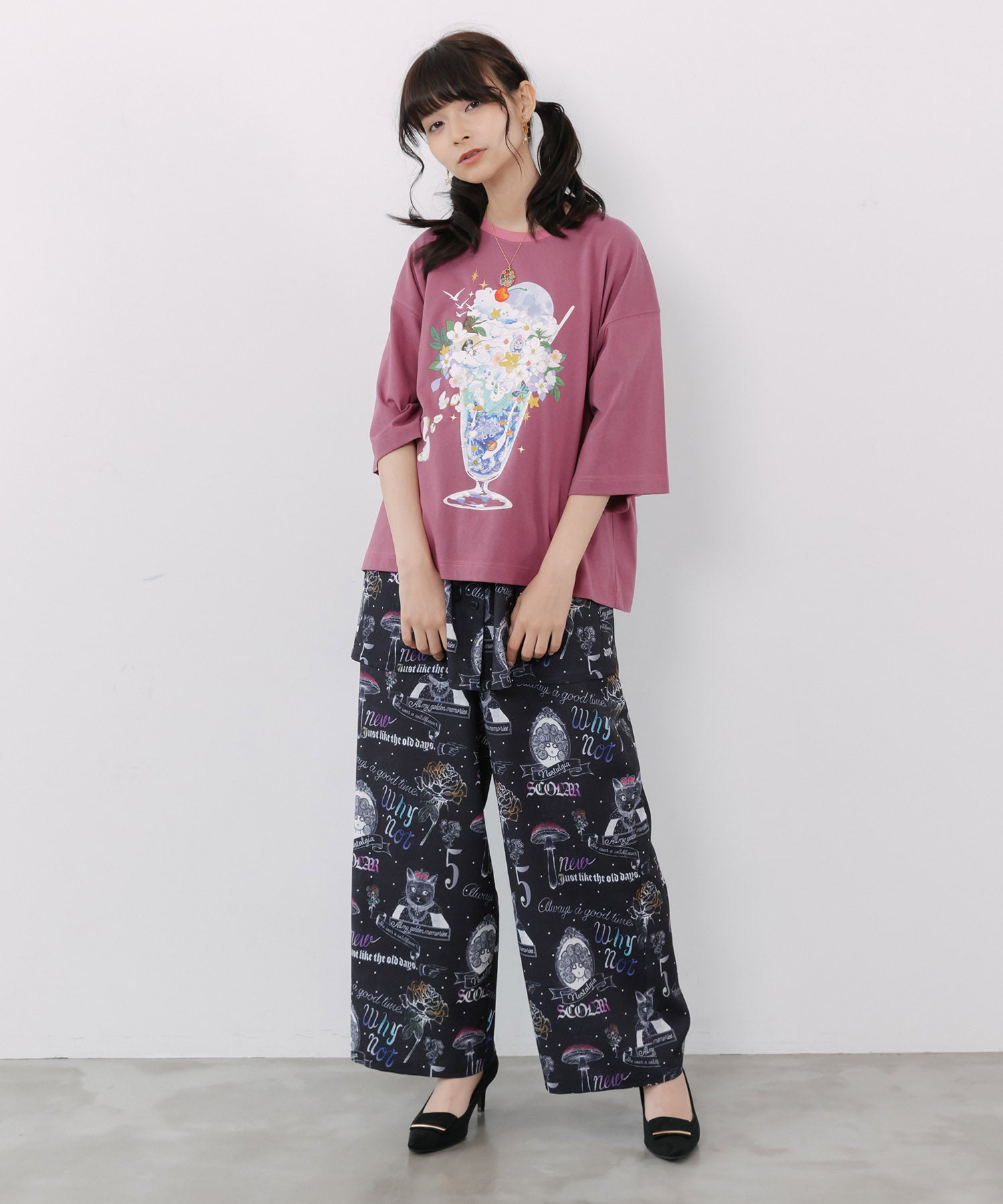 162685：アンティーク柄 3way巻きスカート付きパンツの通販-ScoLar