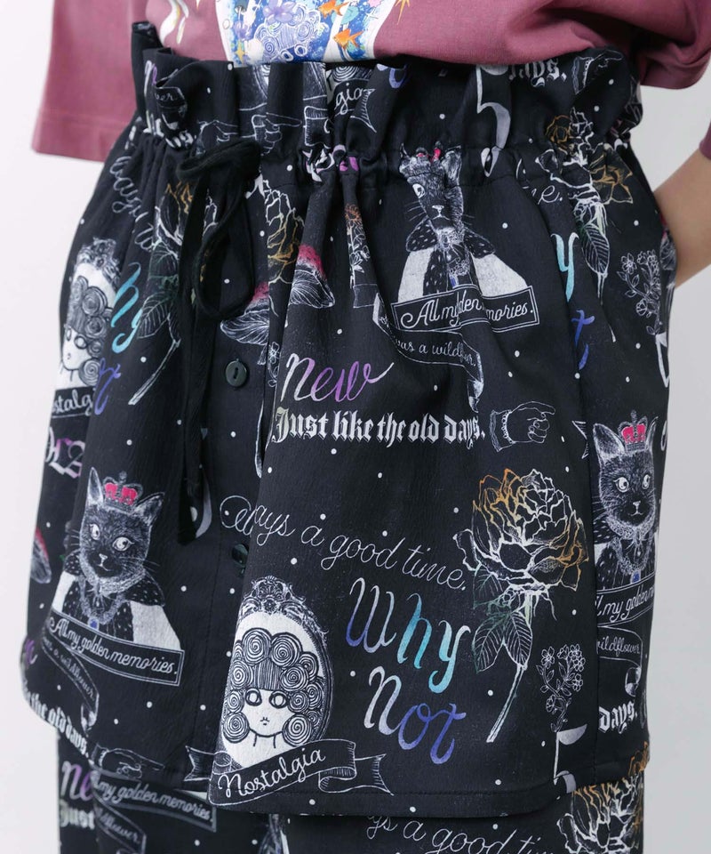 アンティーク柄 3way巻きスカート付きパンツ-17