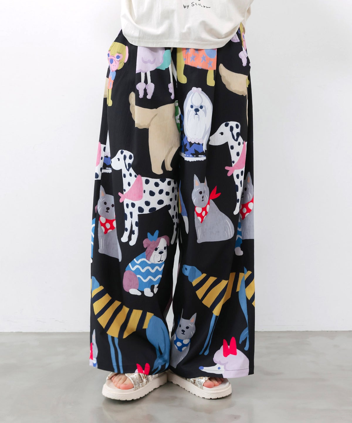 3柄展開 リラックスワイドパンツ-3