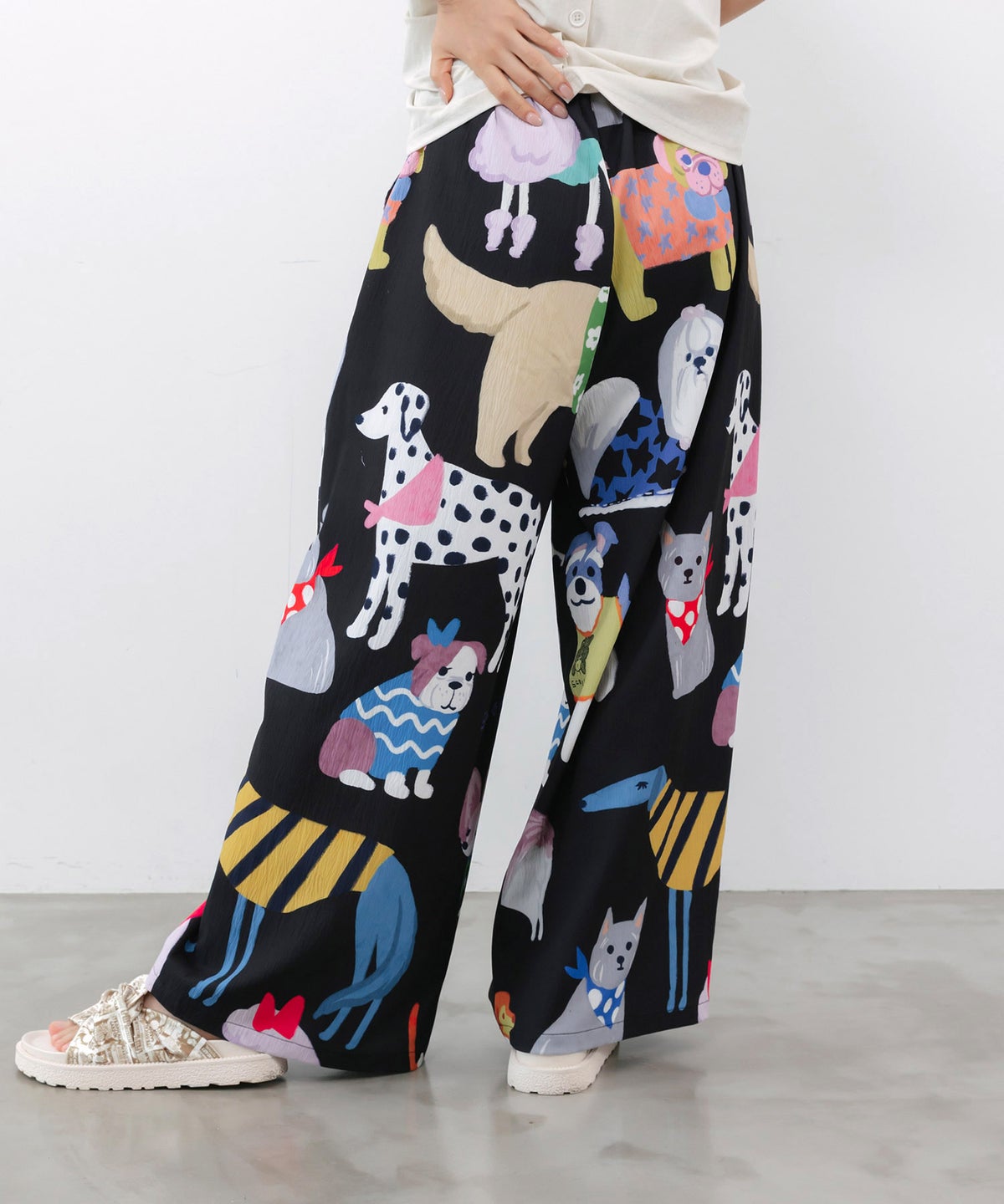 3柄展開 リラックスワイドパンツ-5