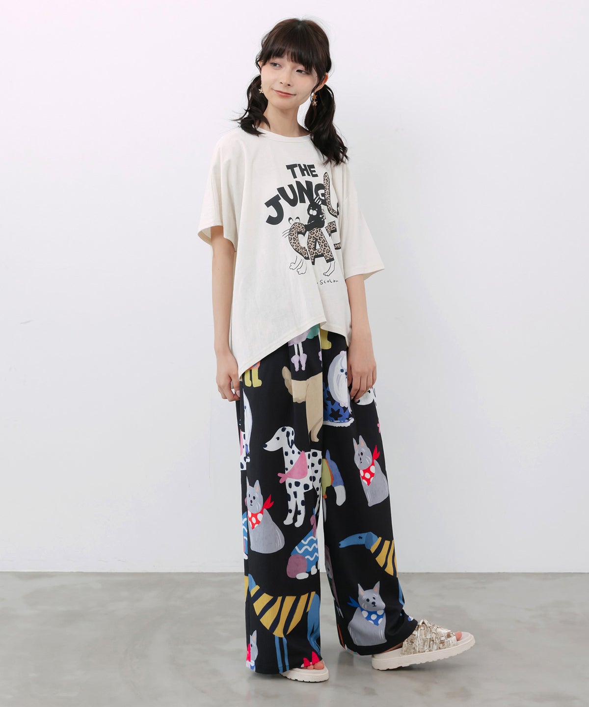 3柄展開 リラックスワイドパンツ-7