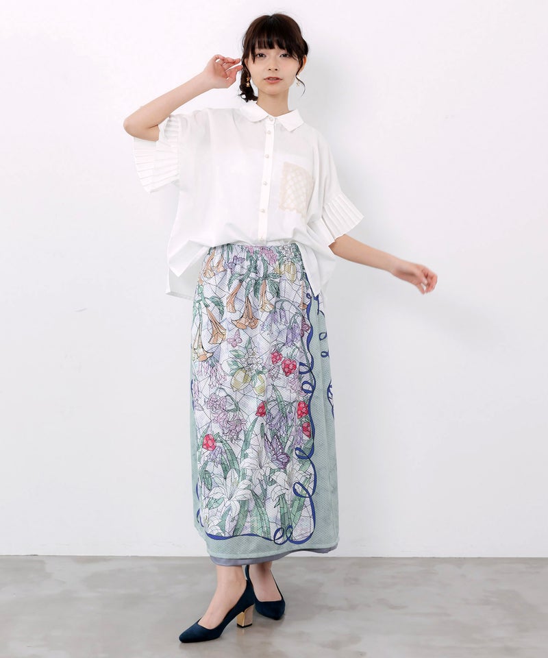 メッシュ花柄orラメストライプ リバーシブルスカート-2