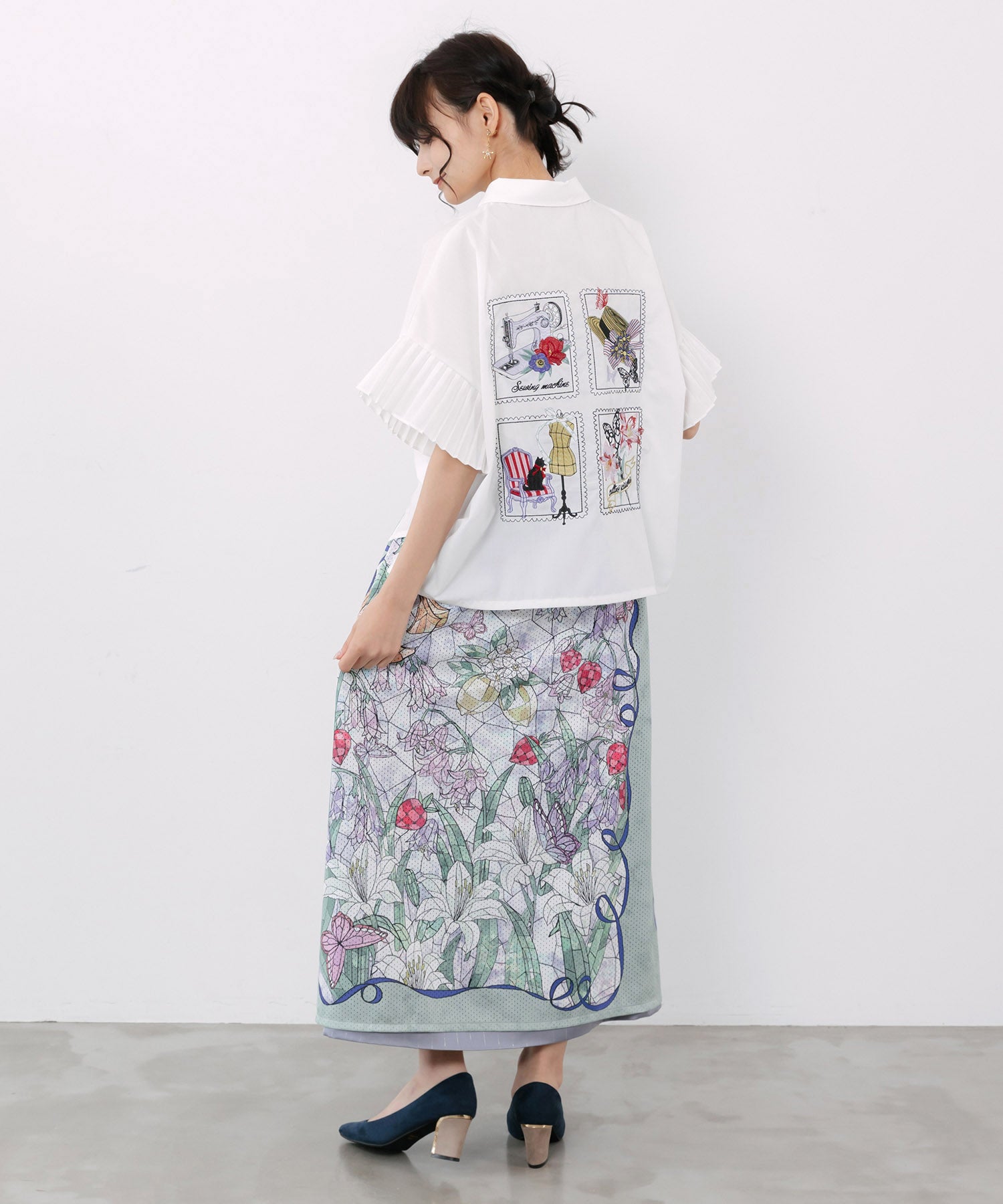 562240：メッシュ花柄orラメストライプ リバーシブルスカートの通販-ScoLar