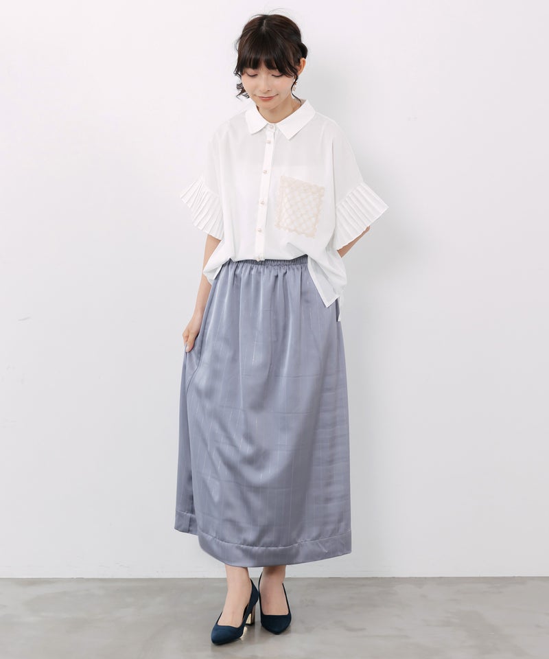 メッシュ花柄orラメストライプ リバーシブルスカート-11