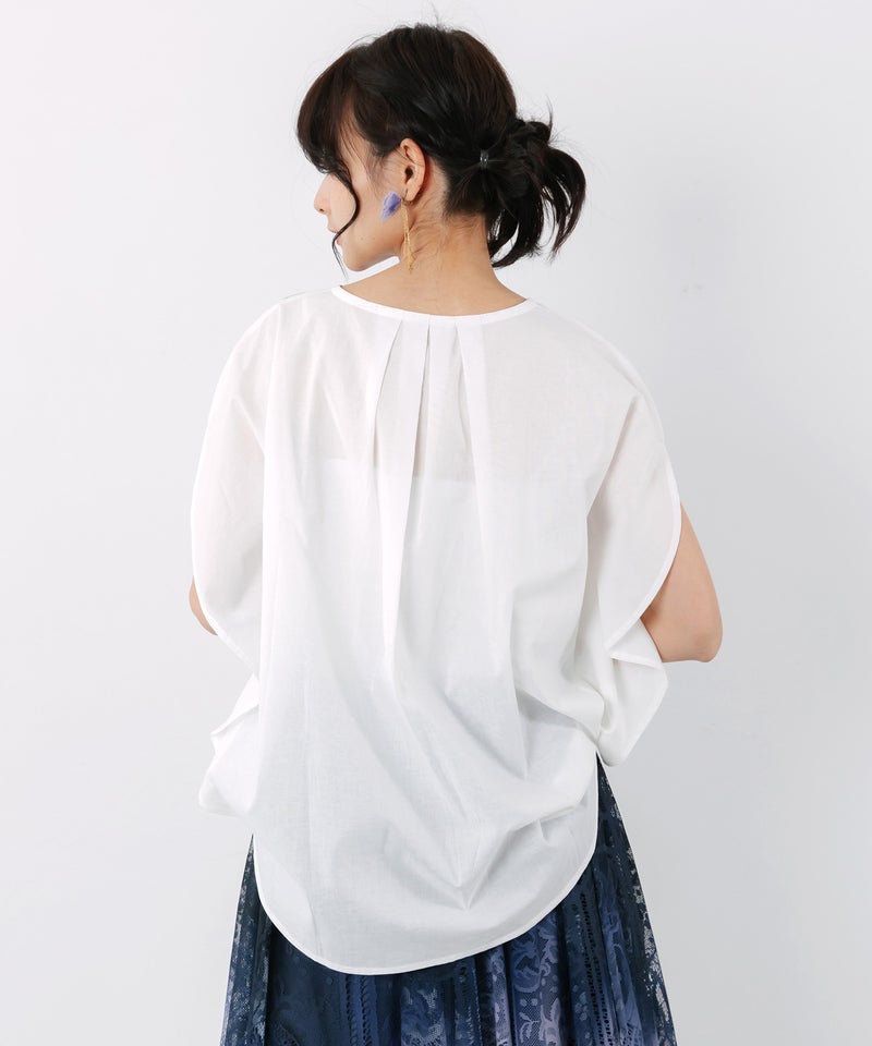 水彩風大花柄 ラウンドシルエットプルオーバー-5