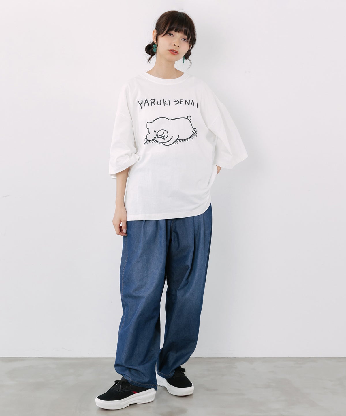 やる気でないクマ柄Tシャツ-2