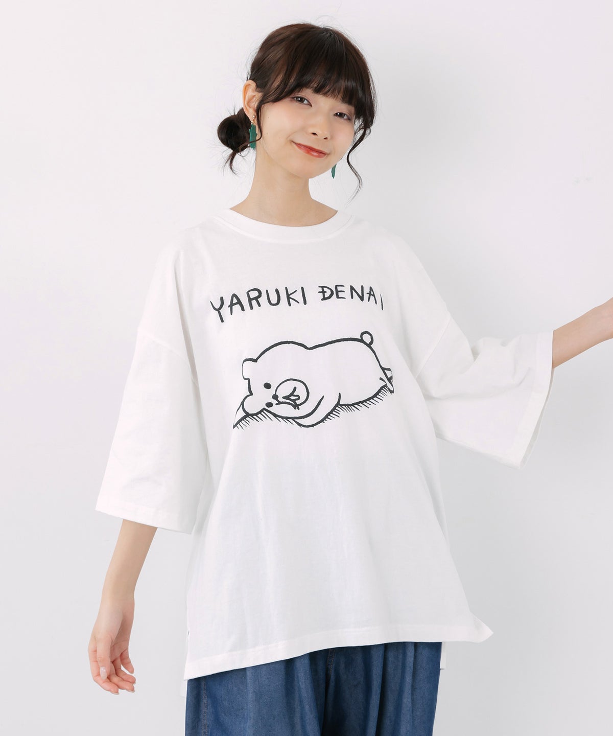やる気でないクマ柄Tシャツ-3