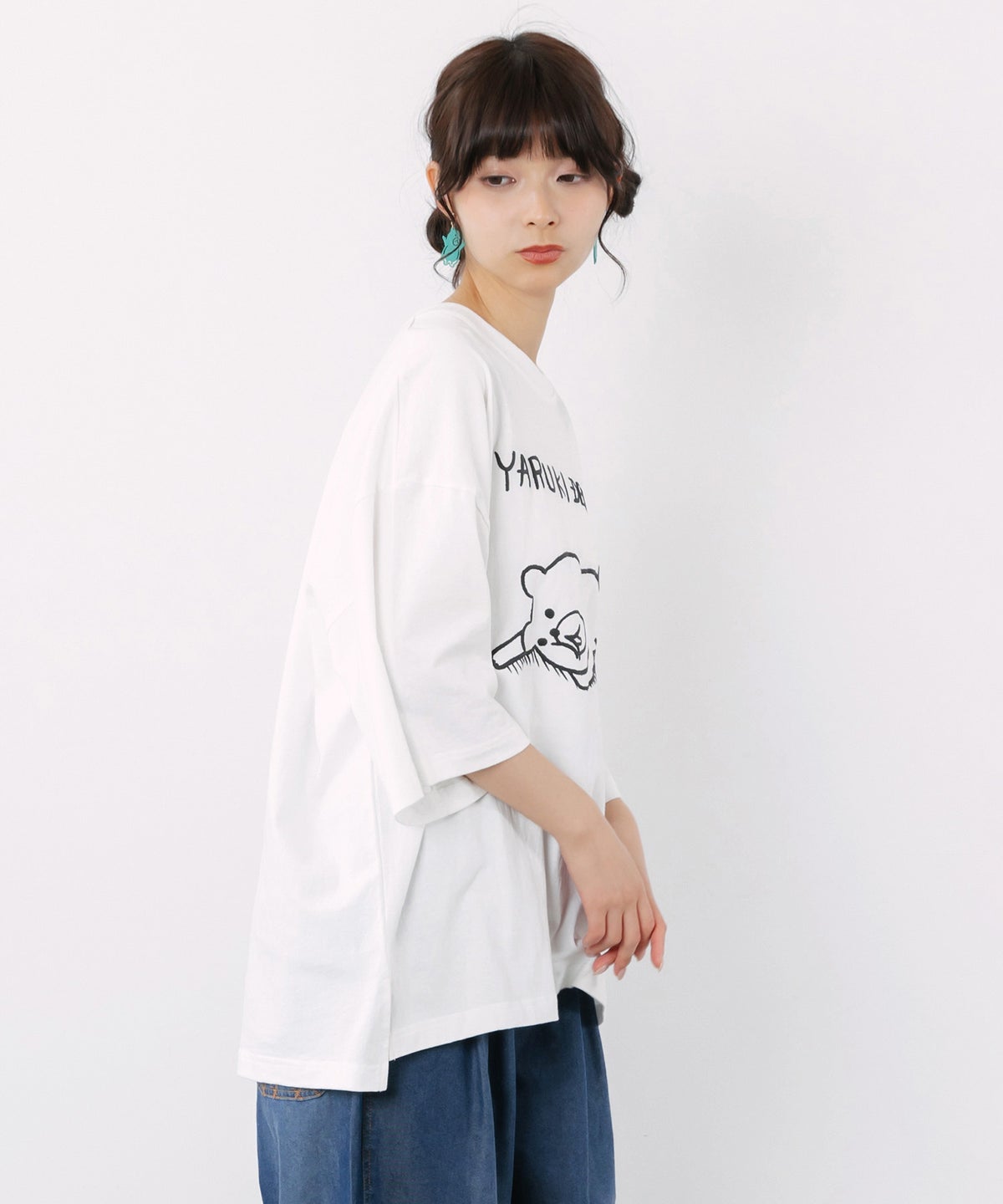 やる気でないクマ柄Tシャツ-4