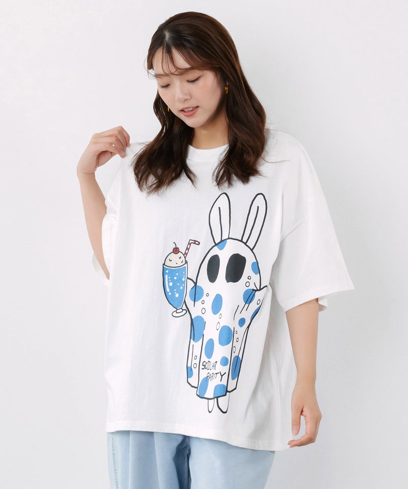クリームソーダおばけウサギ柄Tシャツ-3