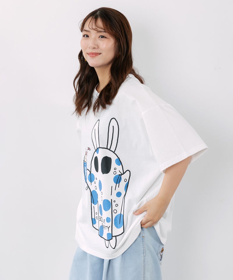 クリームソーダおばけウサギ柄Tシャツ-4