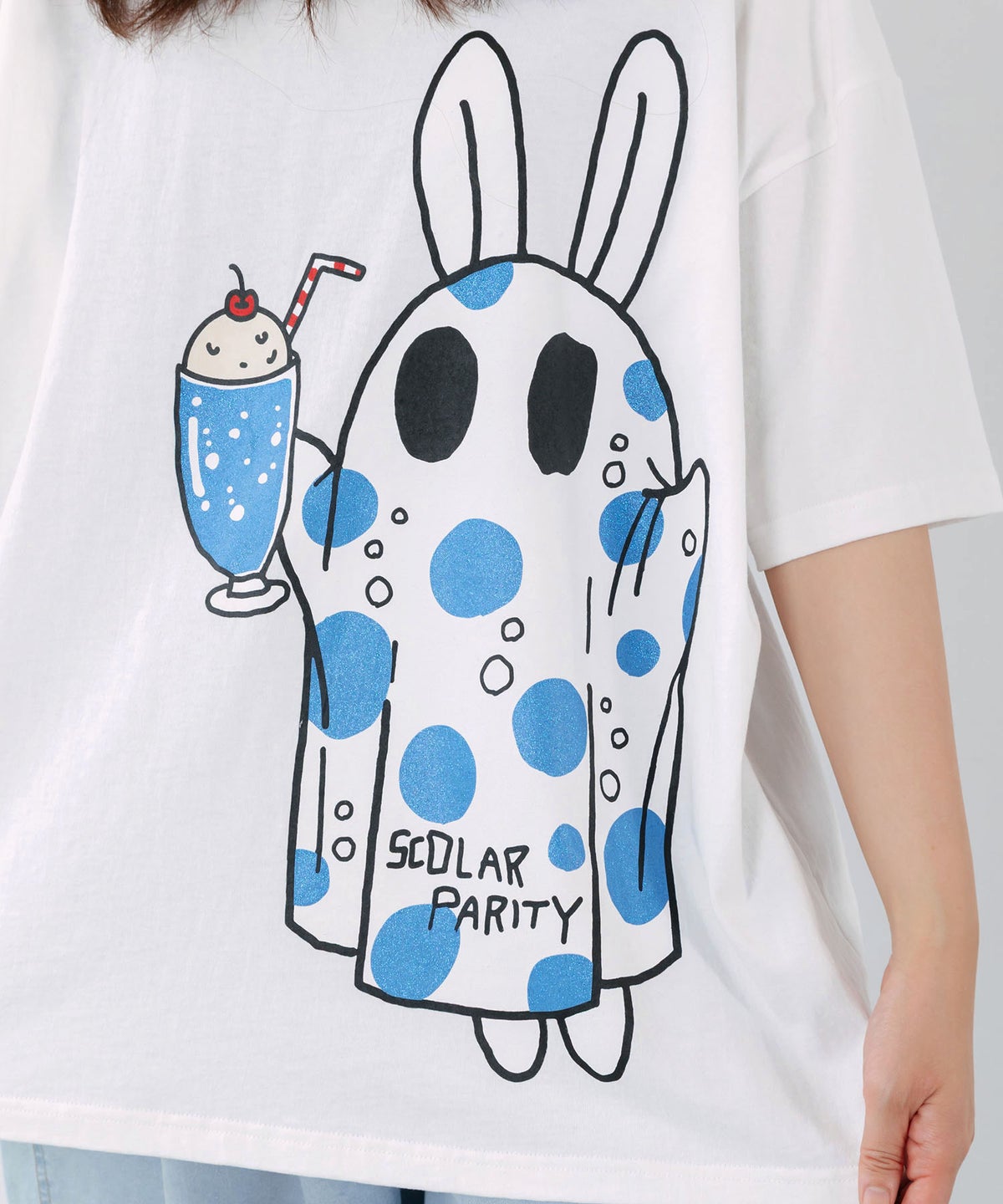 クリームソーダおばけウサギ柄Tシャツ-8