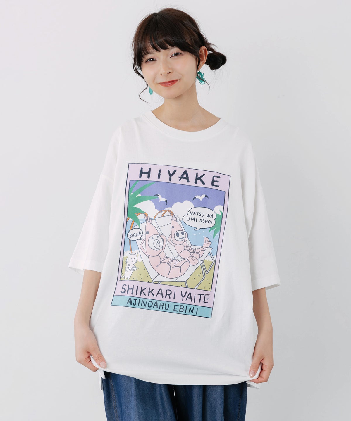 ぷりぷり日焼けえび柄 UVプリントTシャツ-8