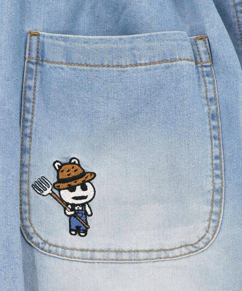 虚無ウサギ＆かご入り大根刺繍 冷感デニムパンツ-20