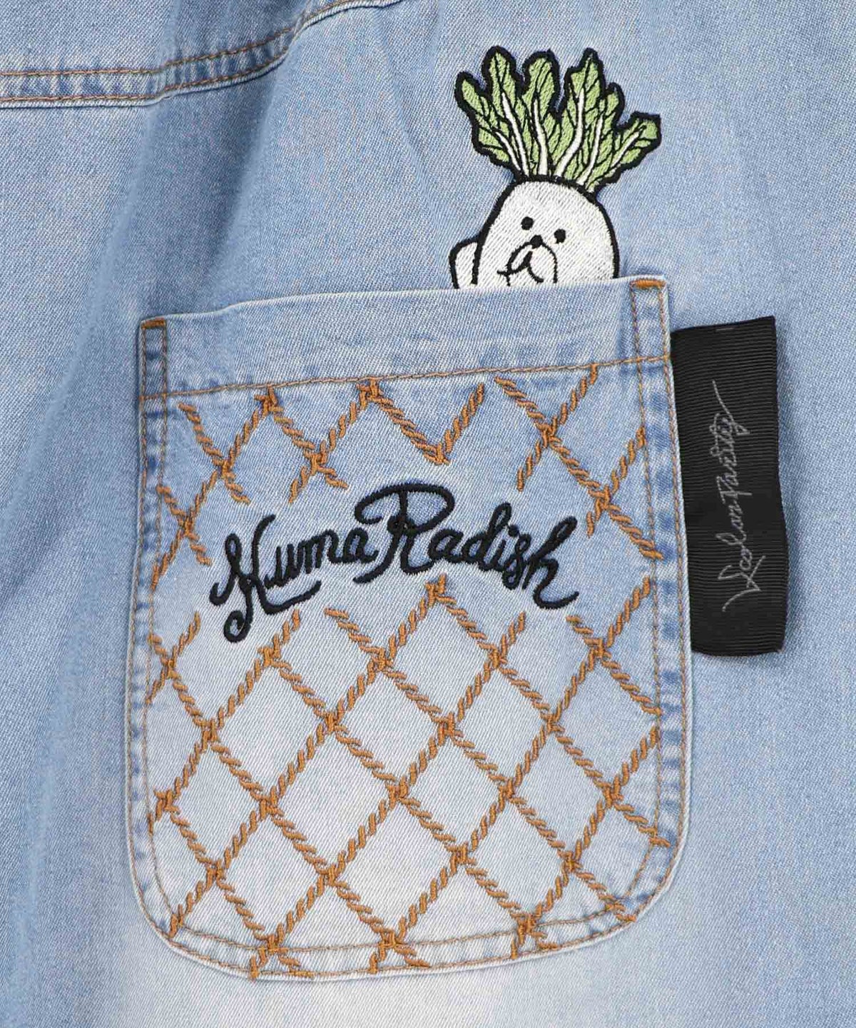 虚無ウサギ＆かご入り大根刺繍 冷感デニムパンツ-21