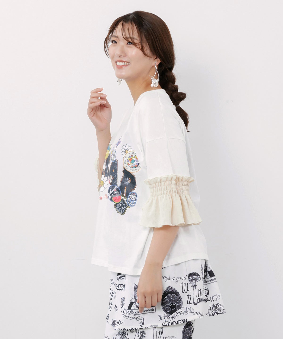 フリル袖付き ポップロゴTシャツ-4