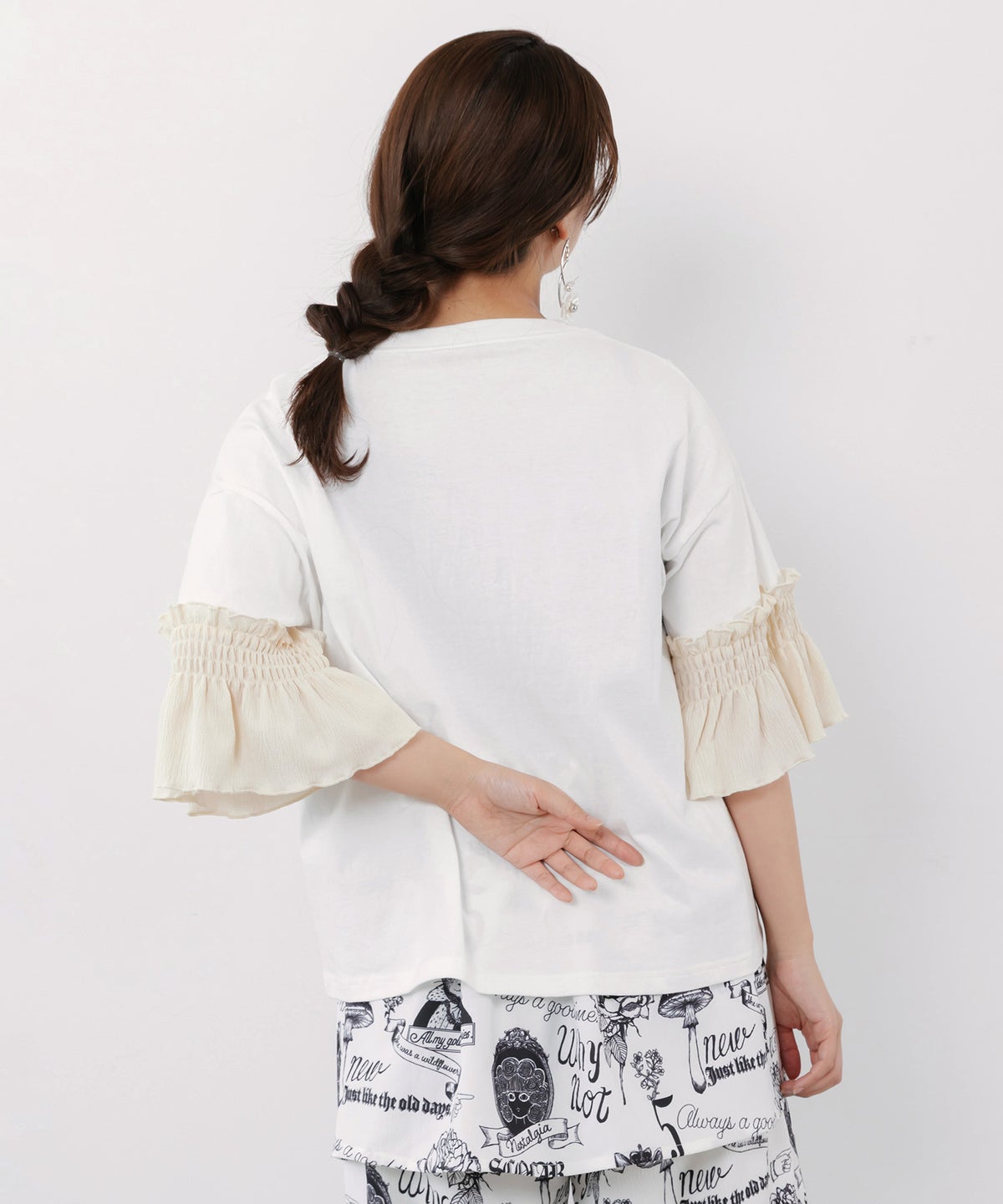 フリル袖付き ポップロゴTシャツ-5