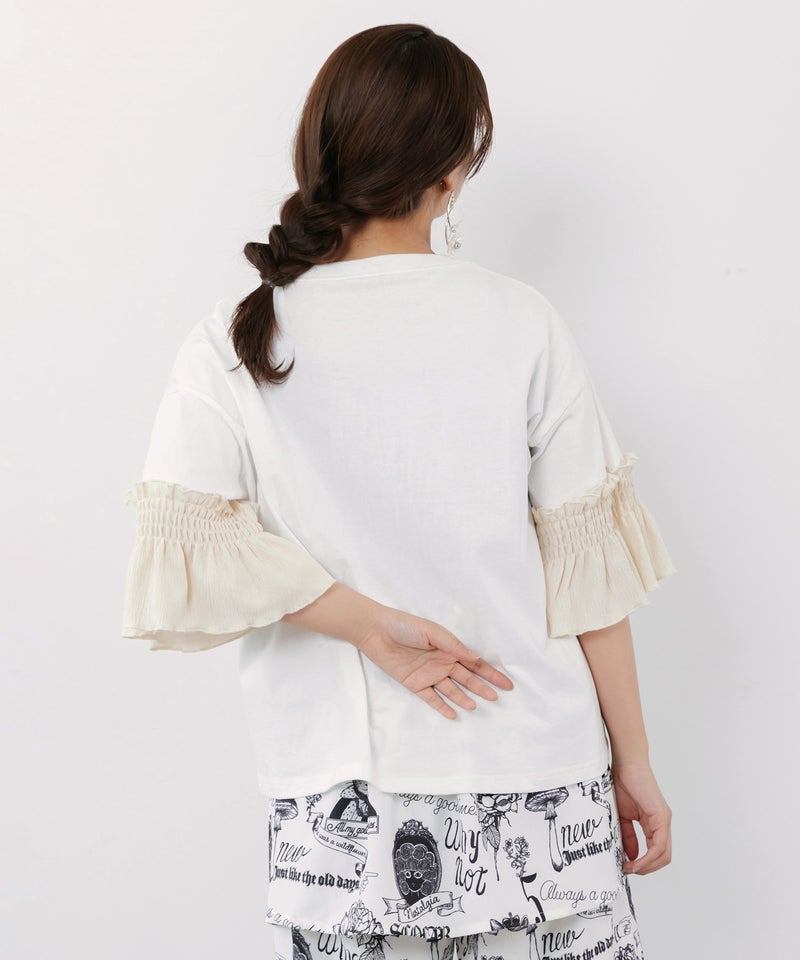 フリル袖付き ポップロゴTシャツ-5