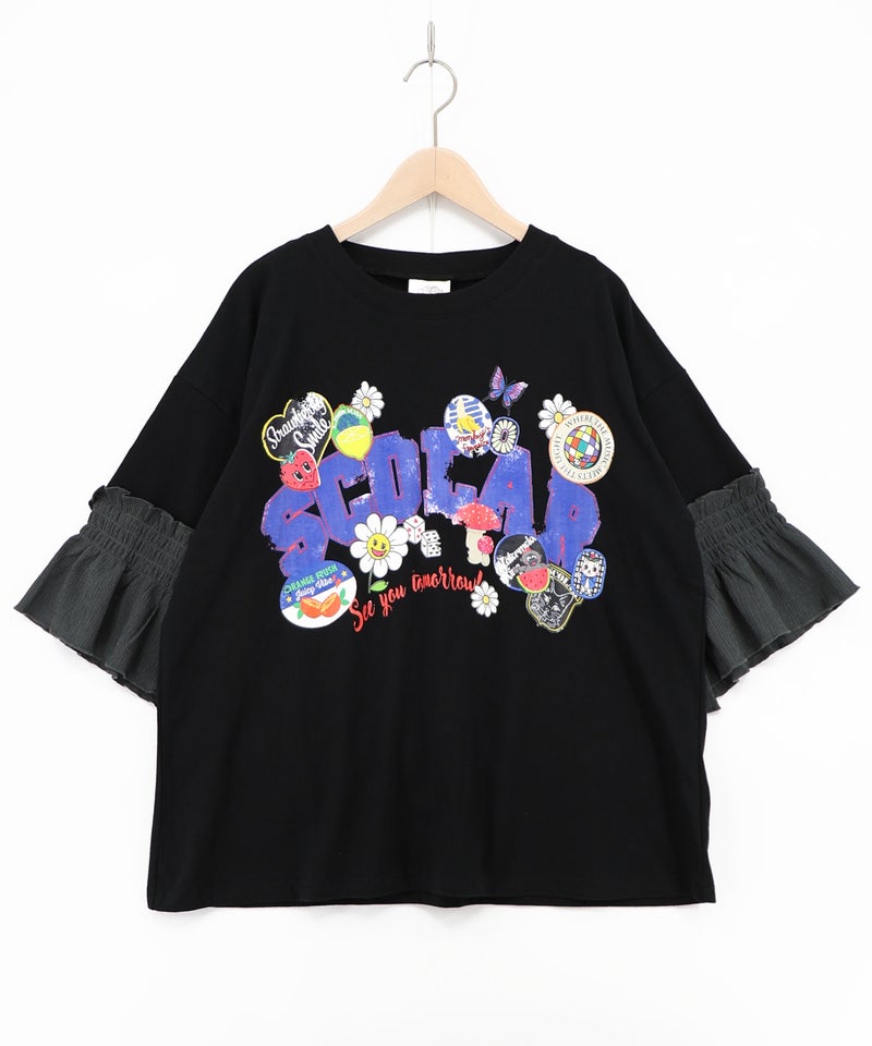 フリル袖付き ポップロゴTシャツ-11